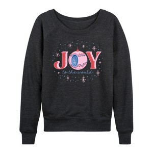 Women's - Instant Message - Joy To The World Christmas Ornament Lightweight French Terry Wide Neck Long Sleeve Shirt - 1 of 4