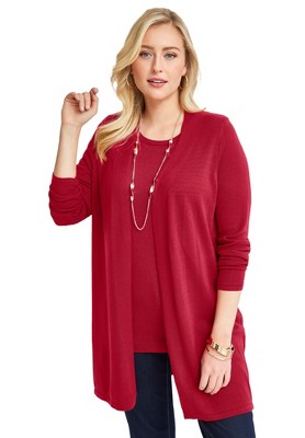 Jessica London Women's Plus Size Fine Gauge Cardigan Topper