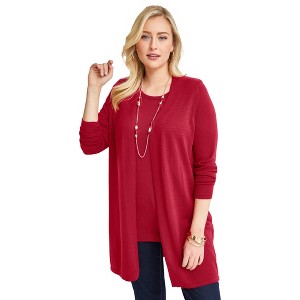 Jessica London Women's Plus Size Fine Gauge Cardigan Topper - 1 of 4