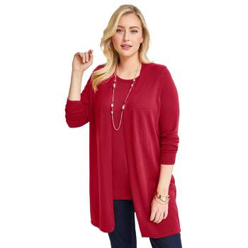red by BKE Ribbed Duster Cardigan - Women's Sweaters in Rust