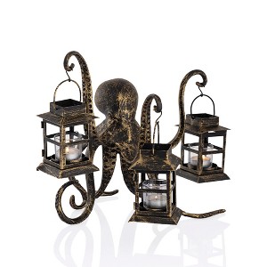 SPI Home Octopus Lantern – 13" Coastal Metal & Glass Lantern with Sculptural Tentacle Base for Nautical Decor - 1 of 3