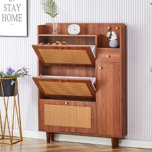 GDFStudio Douglas Modern Minimalist 49.6" Wood Shoe Cabinet with Drawer - 1 of 4