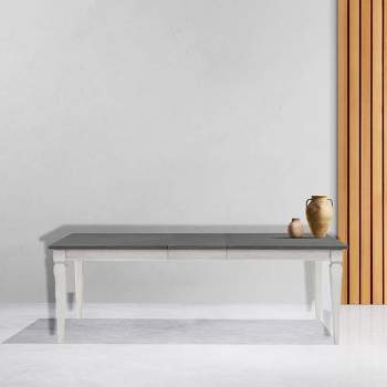 90" Katia Dining Table Rustic Gray and Weathered White Finish - Acme Furniture