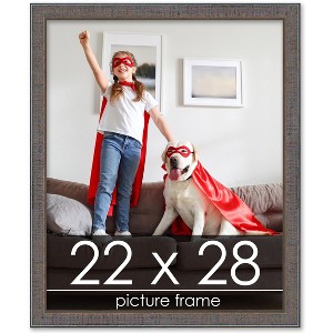 PosterPalooza | Textured Grey Picture Frame - UV Acrylic, Foam Board Backing, Hanging Hardware - 1 of 4