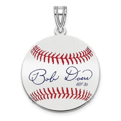 Black Bow Jewelry Sterling Silver Bobby Doerr Signature SM Enamel Baseball Pendant