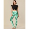 INSPIRE CHIC Women's Printed Stripe High Waist Elastic Waistband Yoga Stirrup Pants - 2 of 4