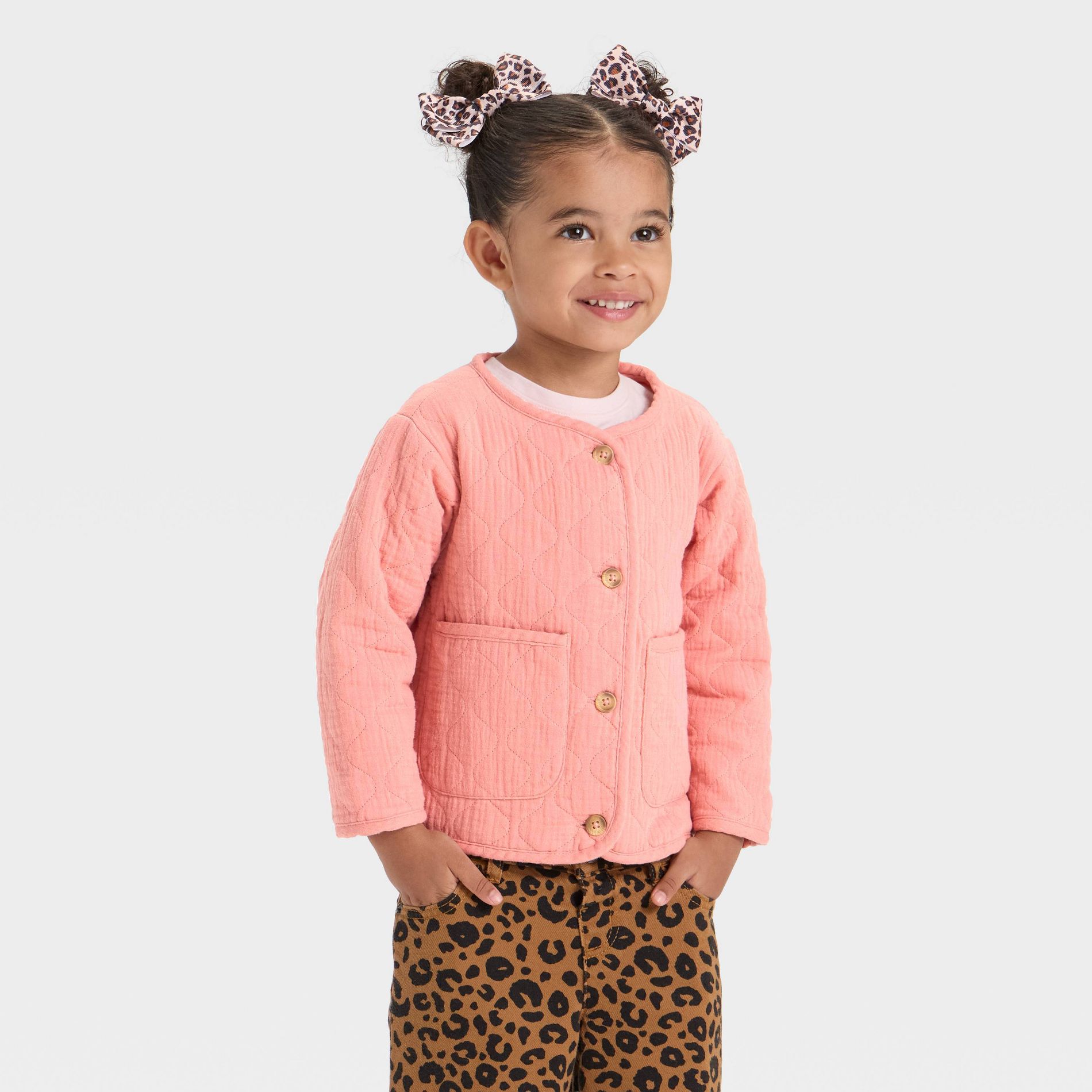 Toddler Girls' Quilted Gauze Jacket - Cat & Jack™ Coral Pink