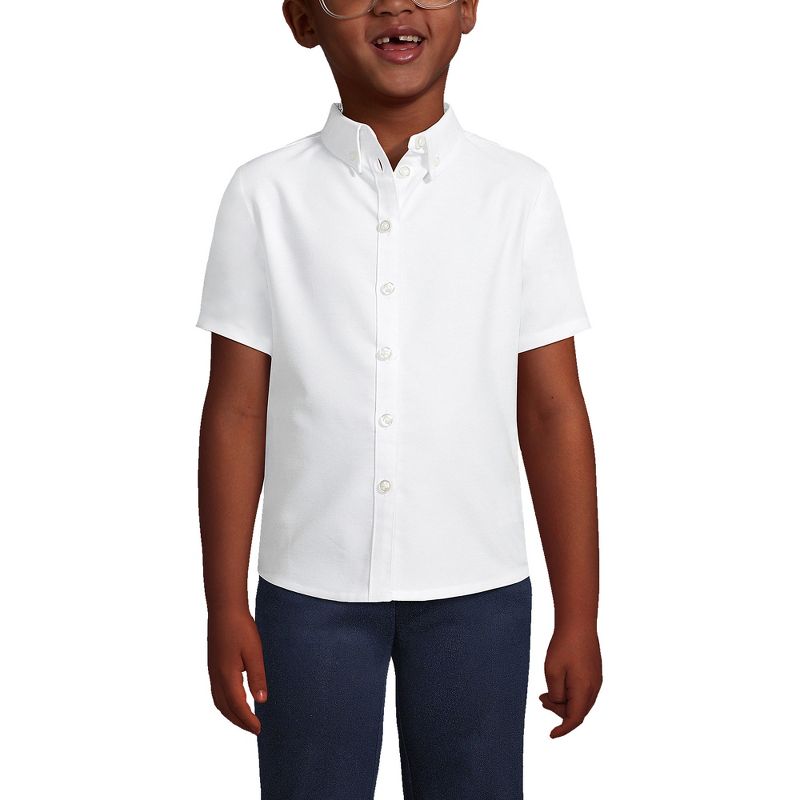 Lands' End School Uniform Kids Short Sleeve Oxford Dress Shirt, 3 of 6