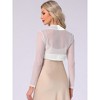 INSPIRE CHIC Women's Evening Coverup Open Front Long Sleeve Mesh Satin Bolero - 3 of 4