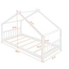 Twin/Full Kids Floor House Bed, Wood Montessori House Bed Frame with Fence, Playhouse Tent Bed with Roof - 3 of 4