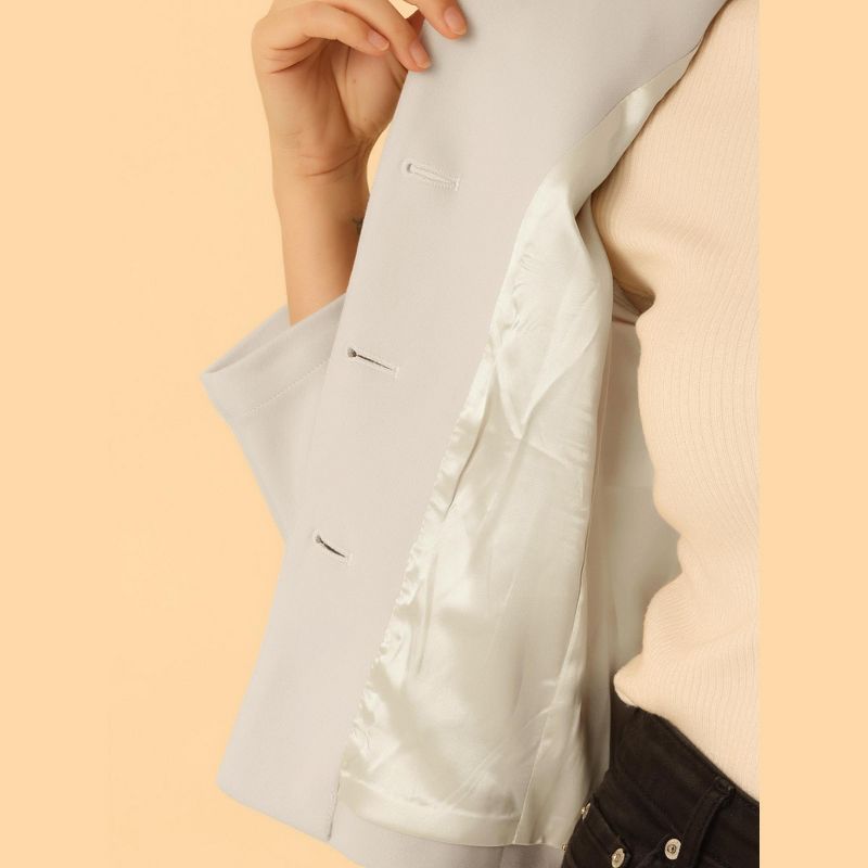 Allegra K Women's Elegant Short Coat Point Collar Single Breasted Slant Pocket Peacoats, 5 of 6