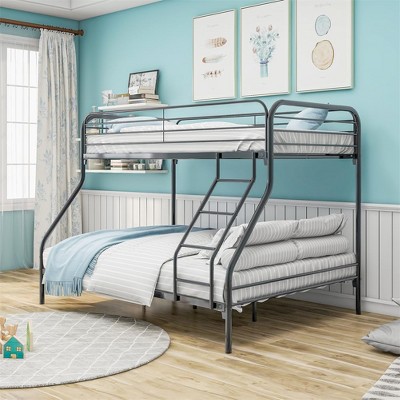 Extra Large Metal Bunk Bed with a Sturdy Frame, Reinforced Guardrails, Ladder, and Easy Assembly