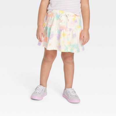 Image of Toddler Girls' Tie-Dye Knit Scooter Bottoms - Cat & Jack™ Cream/Purple/Yellow 2T