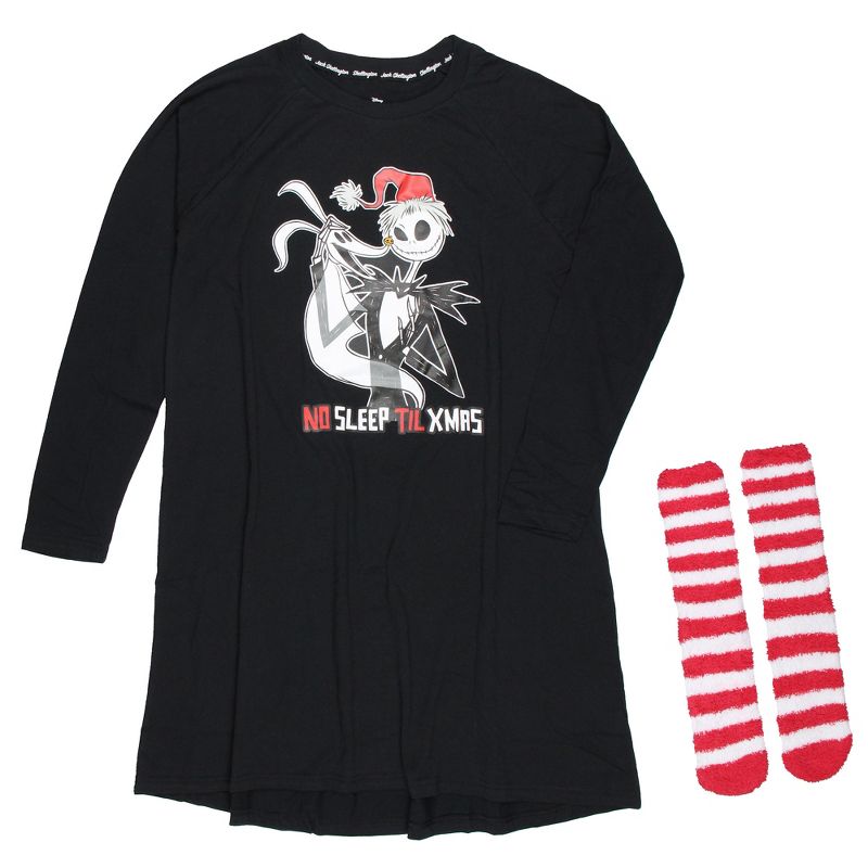 The Nightmare Before Christmas Women's Jack Skellington Sleep Shirt w/ Socks, 3 of 7