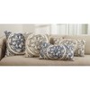 14"x23" Montpellier Floral Distressed Down Filled Throw Pillow Navy - Saro Lifestyle: Cotton, Indoor, Zipper Closure - 2 of 3