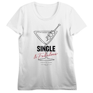 Sex And The City Single & Fabulous Crew Neck Short Sleeve Women's White T-shirt - 1 of 3