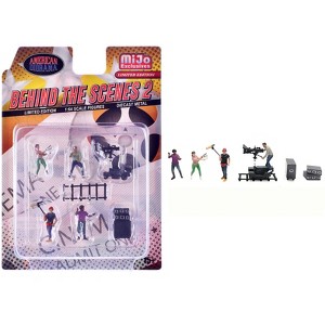 "Behind The Scenes #2" 7 piece (4 People, 3 Accessories) Diecast Figures Set 1/64 Scale Models by American Diorama - 1 of 4