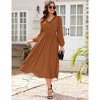Womens Fall Dress Long Sleeve Ruffle V Neck Dress Elastic Waist Maternity Friendly Maxi Dress S-2XL - 3 of 4