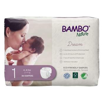 Bambo Nature Dream Disposable Diapers, Eco-Friendly, Size 1, 36 Count, 3 Packs, 108 Total