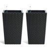 Rattan Planter Set of 2 Outdoor and Indoor Plant Pots with Water Level Monitor & Wheels, Large Flower Pot with 2 Trays for Patio, Porch - 4 of 4
