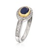 Ross-Simons 1.00 Carat Sapphire and .50 ct. t.w. White Zircon Ring in Sterling Silver With 14kt Yellow Gold - 3 of 4