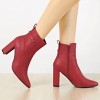 Allegra K Women's Pointed Toe Chunky High Heels Ankle Boots - 2 of 4
