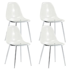 VYNXARIA Set of 6 Modern minimalist clear Dining Chairs, Crystal Chairs, Nordic creative makeup stool, negotiation chair, silver metal leg - 1 of 4