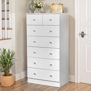 Karl Home Large 7-Drawer Dresser for Bedroom and Chest of Drawers with  Sturdy Construction Wood Storage Organizer for Closet In white