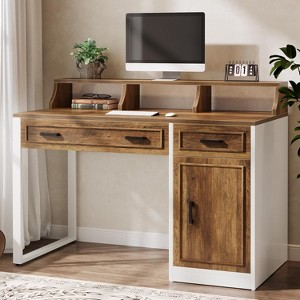 Tribesigns Modern Computer Desk with Drawers & Hutch, Executive Desk with Storage Door Cabinet and Monitor Stand for Home Office - 1 of 4