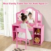 Tangkula Kids Vanity 2 in 1 Princess Makeup Desk & Chair Set Safe Tri-fold Mirror - image 4 of 4