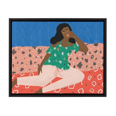 18" x 24" Sylvie At Home Framed Canvas by Queenbe Monyei Black - Kate & Laurel All Things Decor