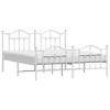 vidaXL White California King Metal Bed Frame with Headboard & Slats, No Mattress, Easy Assembly - 4 of 4