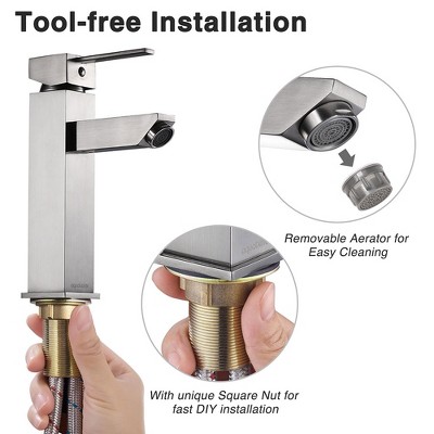 Aquaterior Modern 1 Hole Bathroom Faucet Vanity Sink Basin DIY Home BN 3.97 lbs Brushed Nickel