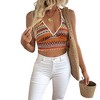Clearlove Women'S Strapless Argyle Knit Slingback Backless Peplum Top, Polyester, With Waist Tie For Summe - 2 of 4