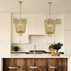 ALOADECOR 3-Light 15.7" Modern Chainmail Chandelier Farmhouse Metal Chain Tassel Chandelier for Dining Room Living Room - 2 of 4