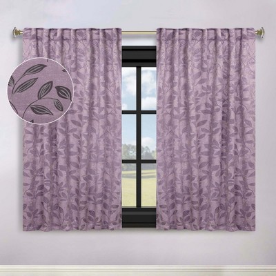 Leaves Room Darkening Semi-Blackout Curtains With Back Tabs, Set of 2 by Blue Nile Mills