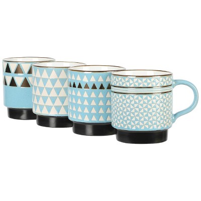 Primevalley Blue and White Ceramic Stackable Mug Set