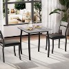 3-Piece Retro Brown Dining Set | Rectangular Table + 2 Upholstered Benches (Seats 4) | Chamfered Metal Frame for Small Kitchens/Apartments - 4 of 4