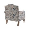 Yahweh Wooden Upholstered Floral Pattern Design Armchair with Panel Arms and Camelback| ART OF LIVING DESIGNS - 4 of 4
