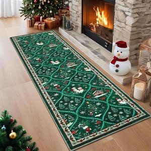 Christmas Area Rugs for Living Room Xmas Tree Snowman Festive Decor Rug Washable Area Rug Soft Low Pile Non-Slip Rug - 1 of 4
