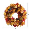 Nearly Natural 26” Fall Pumpkin, Gourd, Pinecone and Maple Leaf Artificial Autumn Wreath - 2 of 4