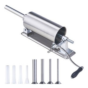 VEVOR Manual Sausage Stuffer, 2.5 L / 6 LBS Horizontal Sausage Machine with U-type Clamp, Food-Grade Stainless Steel, 8 Stuffing Tubes, Silver - 1 of 4