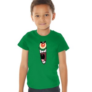 Toddler Boys' Spongebob Squarepants Plankton Face T-Shirt Kelly Green - 1 of 4