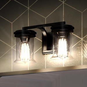 Urban Ambiance Luxury French Rustic Bath Vanity Light,  7.25"H x 14.25"W,  Midnight Black Finish, UHP3751 - 1 of 4