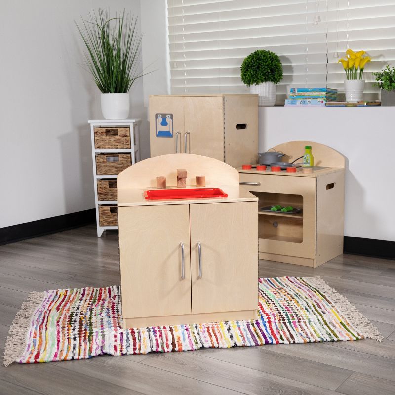 Flash Furniture Children's Wooden Kitchen Sink for Commercial or Home Use - Safe, Kid Friendly Design, 3 of 15