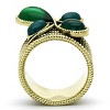 Slickblue Stainless Steel IP Gold Ring with Clover-Shaped Emerald Synthetic Glass for Women, Size 5-10 - 3 of 4