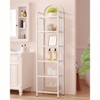Tempered Glass Bookshelf, Slim Steel Frame, 6 Tier White Shelving Unit for Bedroom Bathroom Home Office - 3 of 4