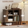 Racxily Storage Cabinet Sideboard, Nordic Coffee Bar with Slatted Tambour Doors & Metal Legs, Walnut - 4 of 4