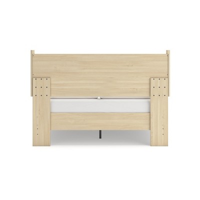 Beige Transitional Queen Platform Wood Bed