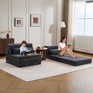 Whisen Modern Compression Loveseat, Convertible Floor Sofa Bed,DIY Boneless Modular Sectional Couch, No Assembly Required - 1 of 4